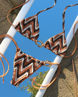 Tan ZigZag Bikini Top